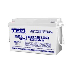 Acumulator 12V GEL Deep Cycle Solar, Dimensiuni 405 x 173 x 220 mm, Baterie 12V 123Ah M8, TED Electric TED003508