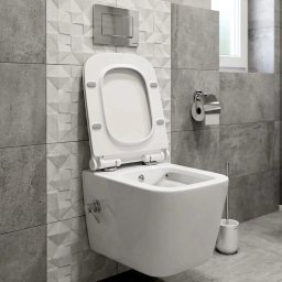 Set vas WC cu functie bideu DuoComfort, suspendat, Rimless, Candore TempoLine Square White, capac Duroplast cadere lenta, baterie amestec,