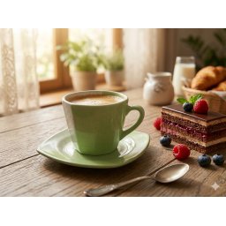 Set 24 piese, cesti cafea cu farfurioare, ceramica, model modern verde, set complet ceai cafea