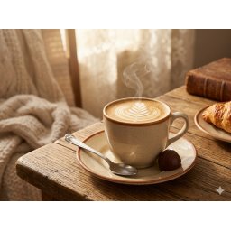 Set 24 piese, cesti cafea 200 ml cu farfurioare 15 cm, ceramica, crem cu margine maro, design clasic elegant