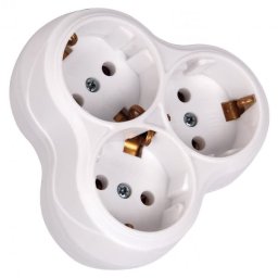 Triplu stecher cu 3 Gauri, 250V, 16A, Alb