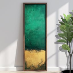 Tablou decorativ Re-Bloom, MDF/lemn masiv, verde/auriu/maro, 40 x 120 x 3,5 cm