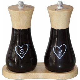 Set 2 rasnite sare si piper, Heinner, HR-JMW2X15, 15 cm + suport