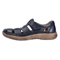 Pantofi barbati, albastru inchis, casual, piele naturala, perforati, cu talpa joasa, Rieker 03578-14-Albastru-Inchis (Marime: 46)