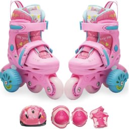 Role copii LW-R6BTS, 25 - 28 roz S, cu roti ajutatoare, cu accesorii de protectie, masuri reglabile