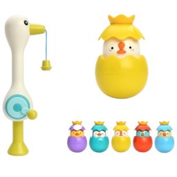 Set pescuit magnetic pentru baie Egreta cu jucarii plutitoare si plasa de depozitare