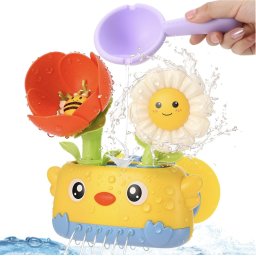 Set jucarie interactiva de baie Flori vesele cu ventuze pentru copii 18 luni+