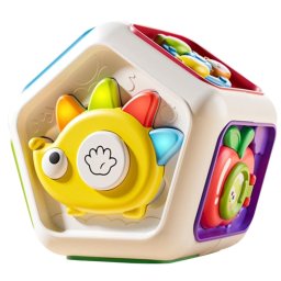 Busy Cube cu 7 activitati senzoriale, lumini si sunete - Animalute, 6 luni+