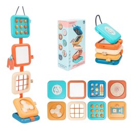 Busy Cube pliabil cu 8 activitati senzoriale Montessori pentru copii 12 luni+