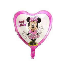 Balon folie inima roz Minnie Happy Birthday 43 cm