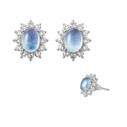 Cercei Acvamarin Cu Zircon Oval 12x11x16 mm Argint 925 Pentru Tinute Elegante – 1 Pereche