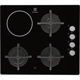 Plita Plita incorporabila Electrolux EGE6182NOK , 3 arzatoare gaz, 1 arzator vitroceramic, Aprindere electrica, Sticla Neagra