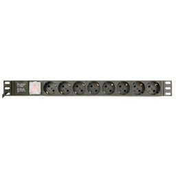Prelungitor 1U pt. rack 19 inch, 8 prize Schuko, intrare IEC, max 10 A, on/off, 3 m