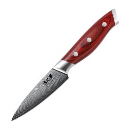 Gudaro - Cuțit de bucătărie KENSHO din oțel damasc, 3,5", 67 de straturi de oțel, lungime 9,5 cm