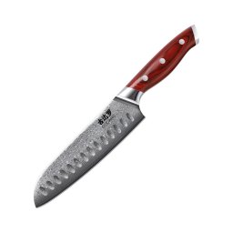 Gudaro - Cuțit de bucătărie Santoku KENSHO 7", din oțel damasc, 67 de straturi, lungime 17,5 cm