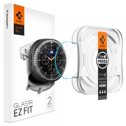 Folie Protectie Spigen GlastR EZ FIT pentru Samsung Galaxy Watch8 Classic, Set 2 bucati, Sticla Securizata AGL09877
