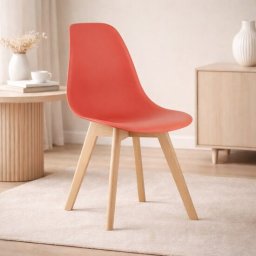 Scaun bucatarie/living, Artool, Kito, PP vermilion, picioare lemn natur, 46x54.5x80 cm