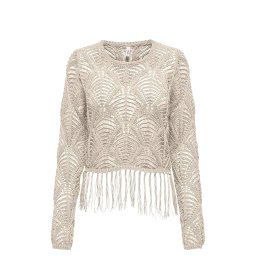ONLY Tricotat Onlleonie Ls Structur Fring Oneck Cc Knt 15362968 13-0905 TCX birch