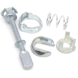 Kit reparatie incuietoare yala usa auto Techstar, compatibil VW Polo Classic 6KV, Caddy 9K, Seat Cordoba, Ibiza, butuc fata stanga sau dreapta, 5 piese, metal, argintiu