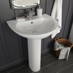 Chiuveta de baie cu piedestal, alb, 520x440x190 mm, ceramica GartenMobel Dekor