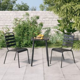 Set de masa gradina, 3 piese, antracit, otel GartenMobel Dekor