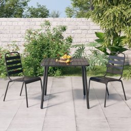 Set de masa gradina, 3 piese, antracit, otel GartenMobel Dekor