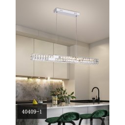 Candelabru LED dimabil cu cristal argintiu, 85 x 120 cm, lumina reglabila