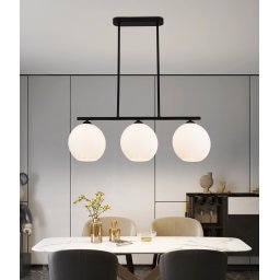 Lustra suspendata moderna LM520/3BK, 3xE27, negru-alb, 59x20x25 cm