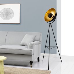 Lampadar Angers din metal negru cu interior auriu, 158 cm, E27