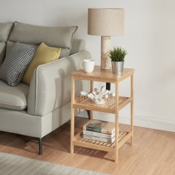 Raft din bambus cu 3 polite Ikerasak, natur, pentru baie sau living