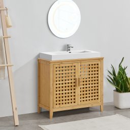 Dulap baie sub lavoar Ingmarso din bambus, 67x60x30 cm