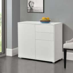 Comoda sideboard Paarl, alb mat, cu 2 usi si 2 sertare, 79x36x74 cm