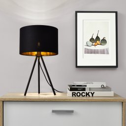 Lampa de masa Metz cu abajur negru-auriu si picioare metalice