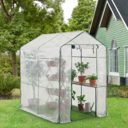 Sera de gradina Oosterhout cu rafturi 120x186x190 cm, transparenta