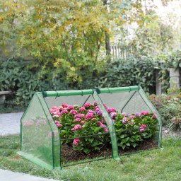 Minisera de gradina verde 180x90x90 cm cu folie PE si 2 ferestre