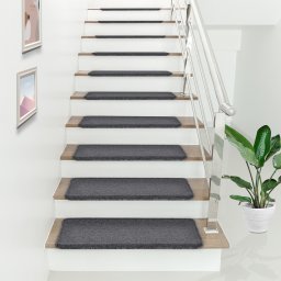 Set 15 covorase dreptunghiulare pentru trepte, gri inchis, [en.casa]