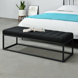 Bancheta tapitata Salta cu cadru metalic, negru, 120x40x38 cm