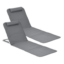 Set 2 saltele de plaja pliabile Donostia 143x48 cm gri închis