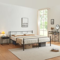 Pat metalic Laos 180x200 cm, negru, stil modern, [en.casa]