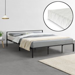 Pat metalic Imatra 180x200 cm cu saltea din spuma rece, negru