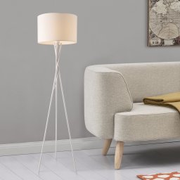 Lampadar alb Grenoble cu abajur textil si design modern [lux.pro]