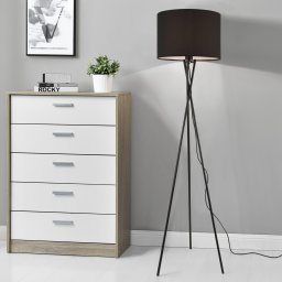 Lampadar modern Grenoble negru, cu abajur textil si cadru metalic