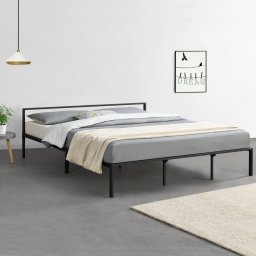 Pat metalic Imatra 180x200 cm din otel negru mat, cu somiera