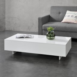Masa de cafea Lärketorp 115x55x31 cm alb lucios, design modern