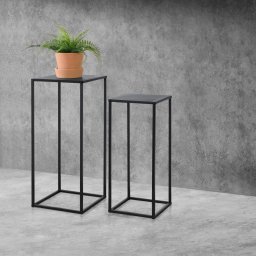 Set 2 mese laterale tip coloana Barbaricina, negre, din metal
