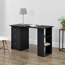 Birou Lemberg 120x50x72 cm negru cu 3 sertare si 3 rafturi