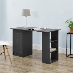 Birou Lemberg 120x50x72 cm gri închis cu 3 sertare si rafturi