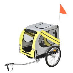 Remorca de bicicleta pentru caini si transport 26 kg, galbena