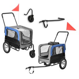 Remorca bicicleta pentru caini 2 în 1 Jogger albastru/gri/negru