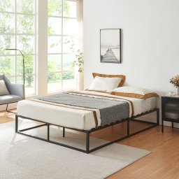 Pat metalic Kreta 160x200 cm negru mat, stil modern, [en.casa]
